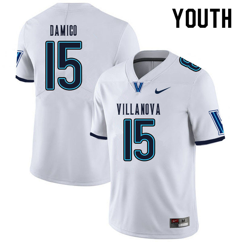 Youth #15 Dan Damico Villanova Wildcats College Football Jerseys Sale-White - Click Image to Close